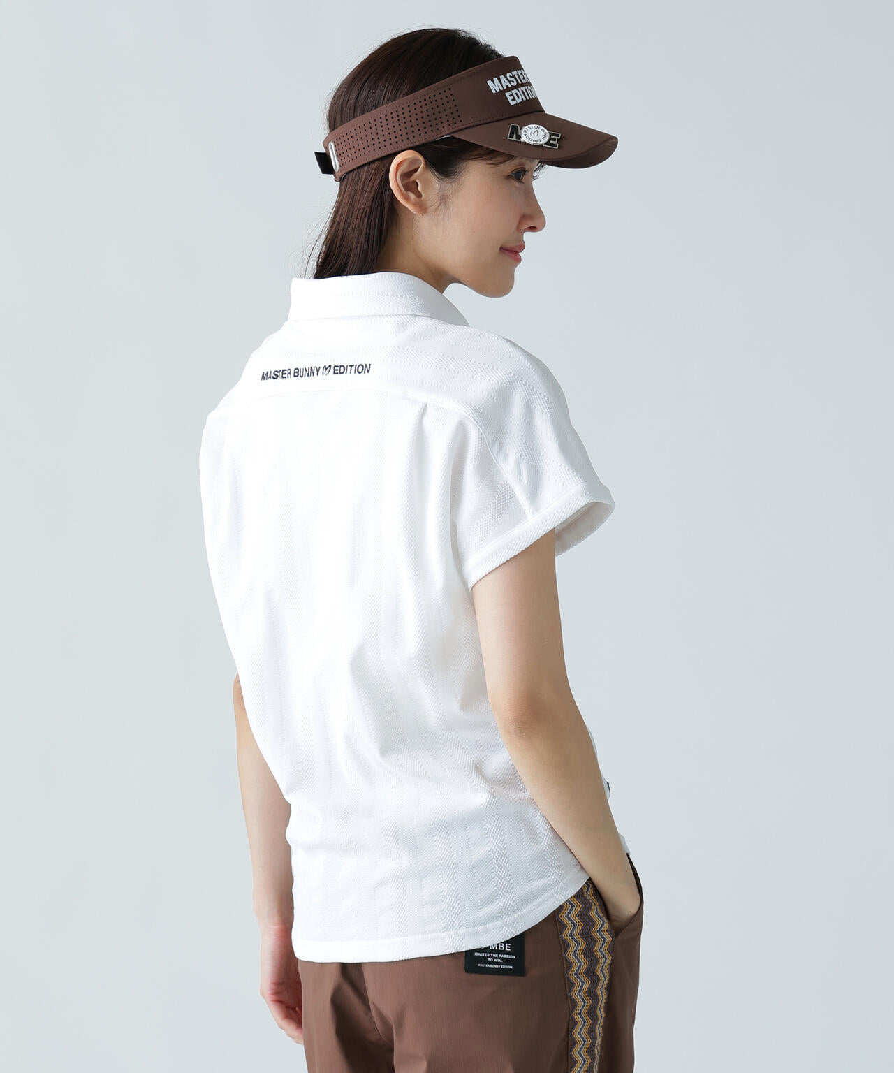 エコペットストレッチタックジャガードフレンチスリーブポロシャツ