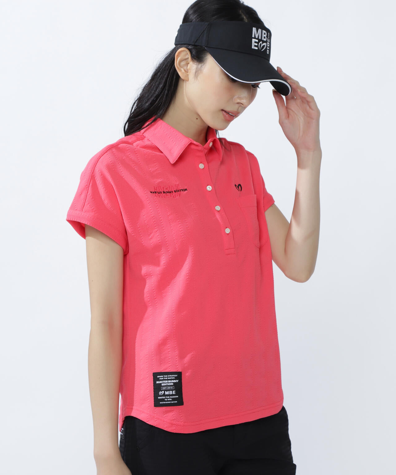 新品タグ付き MASTER BUNNY 赤色 ポロシャツ サイズ50 SWAGGY BUNNY】ポップコーンハニカム半袖ポロシャツ | MASTER