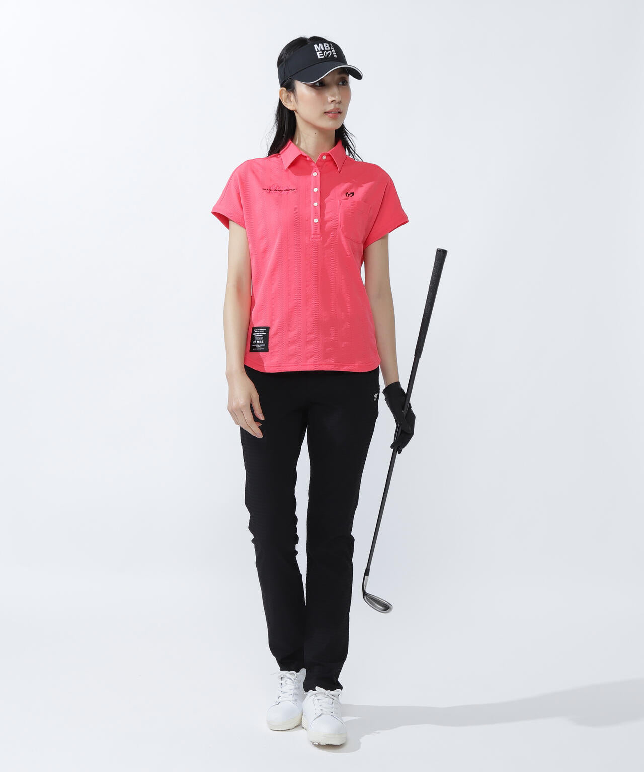 エコペットストレッチタックジャガードフレンチスリーブポロシャツ