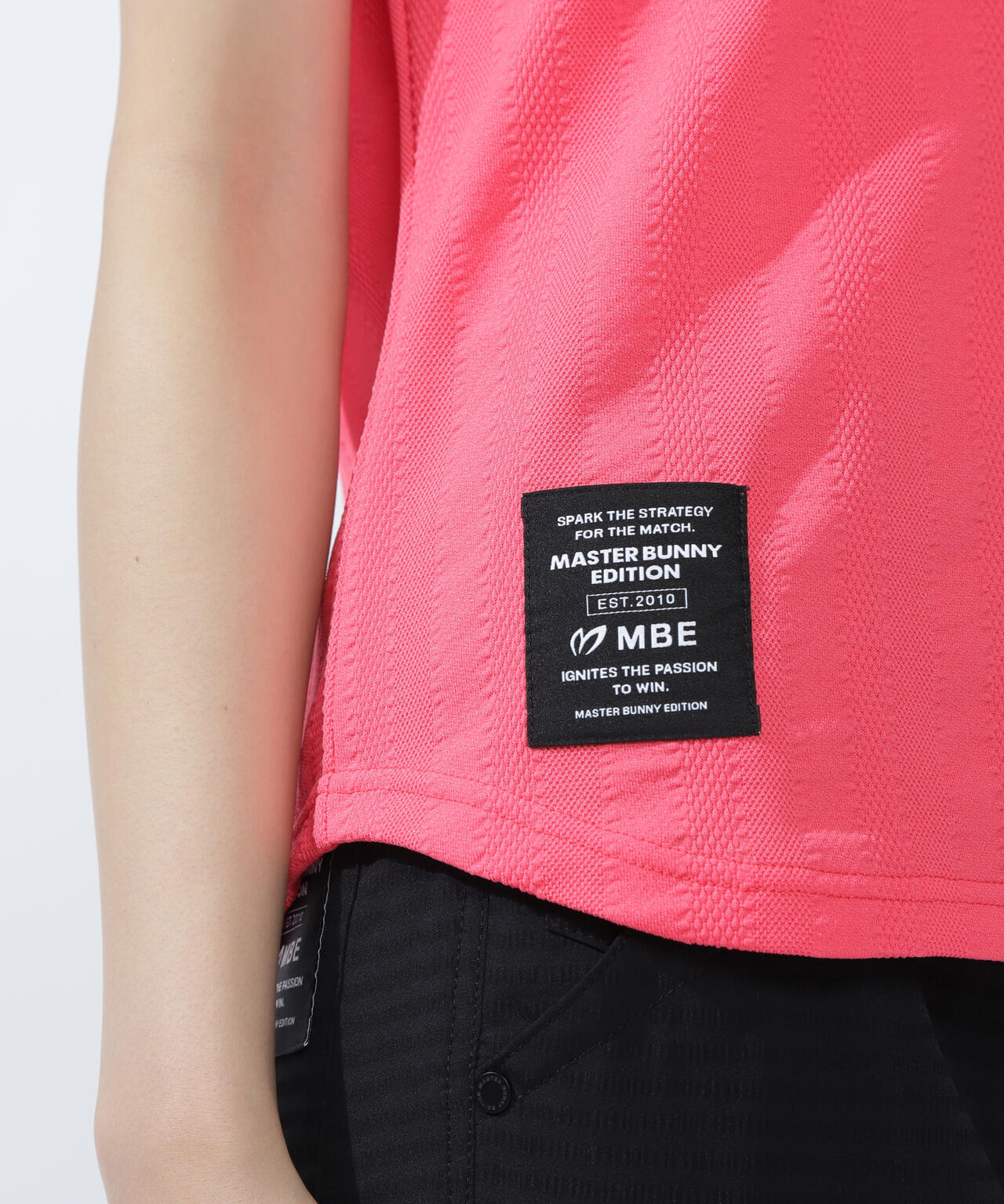 エコペットストレッチタックジャガードフレンチスリーブポロシャツ