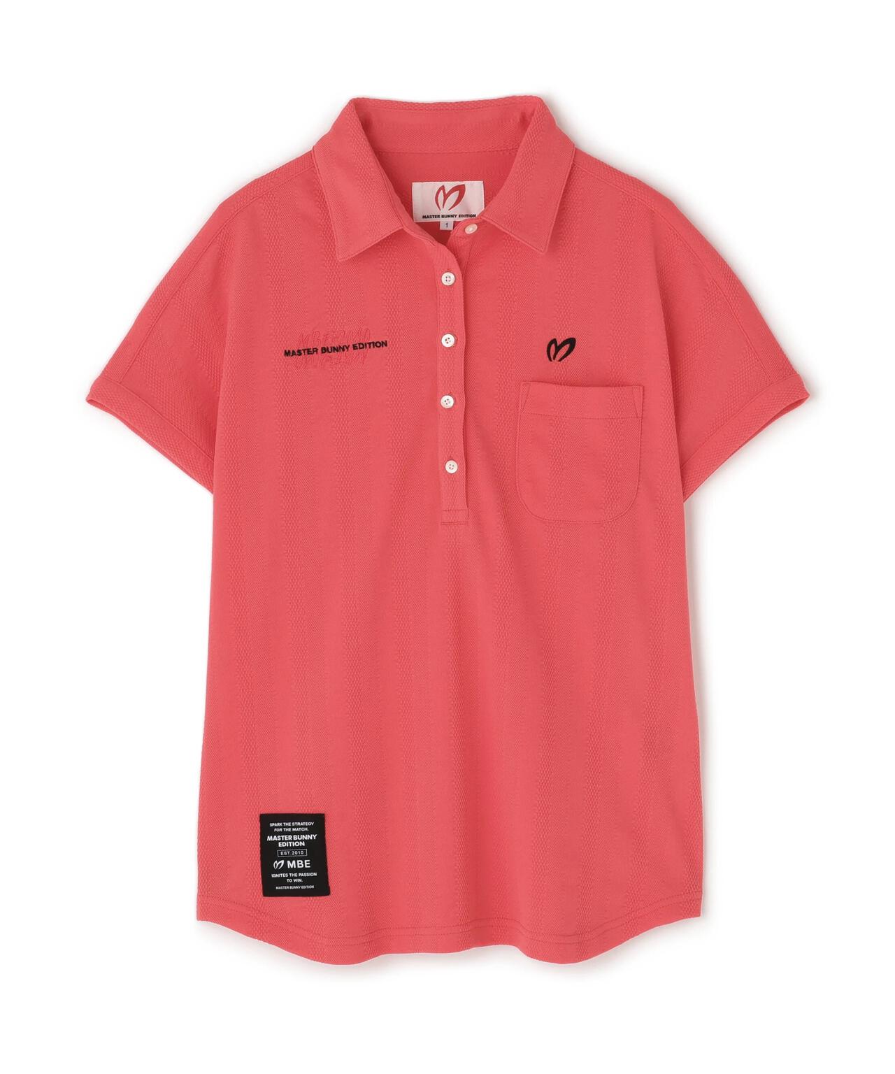 エコペットストレッチタックジャガードフレンチスリーブポロシャツ