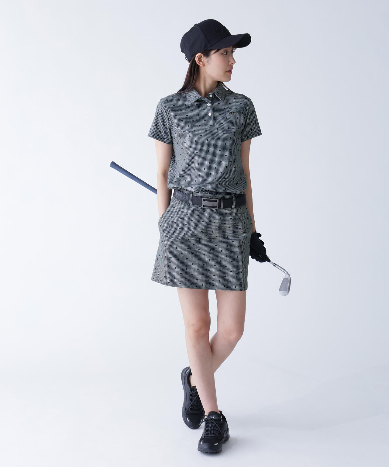 メッシュトリコットプリント半袖ポロシャツ