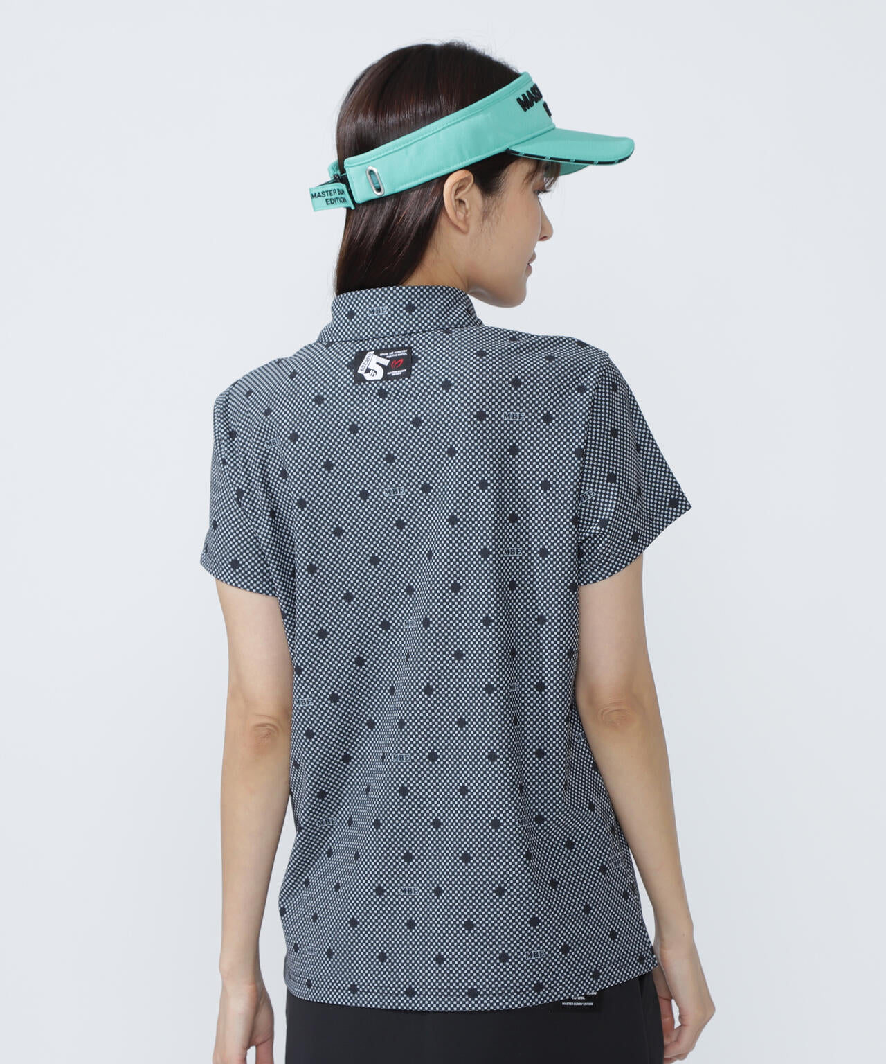 メッシュトリコットプリント半袖ポロシャツ