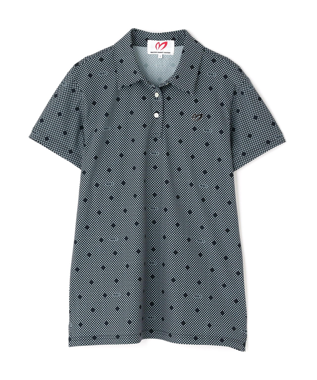 メッシュトリコットプリント半袖ポロシャツ