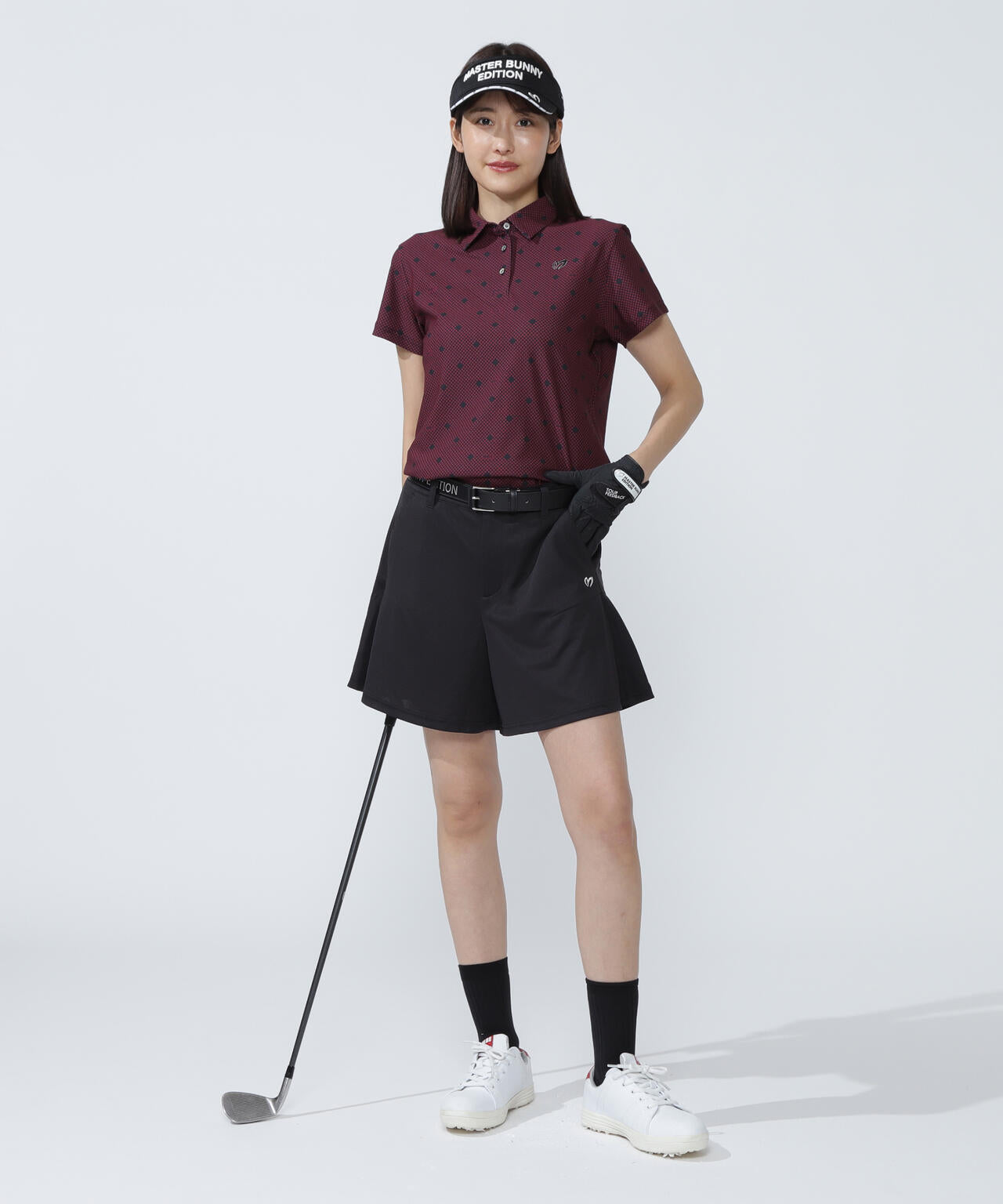 メッシュトリコットプリント半袖ポロシャツ