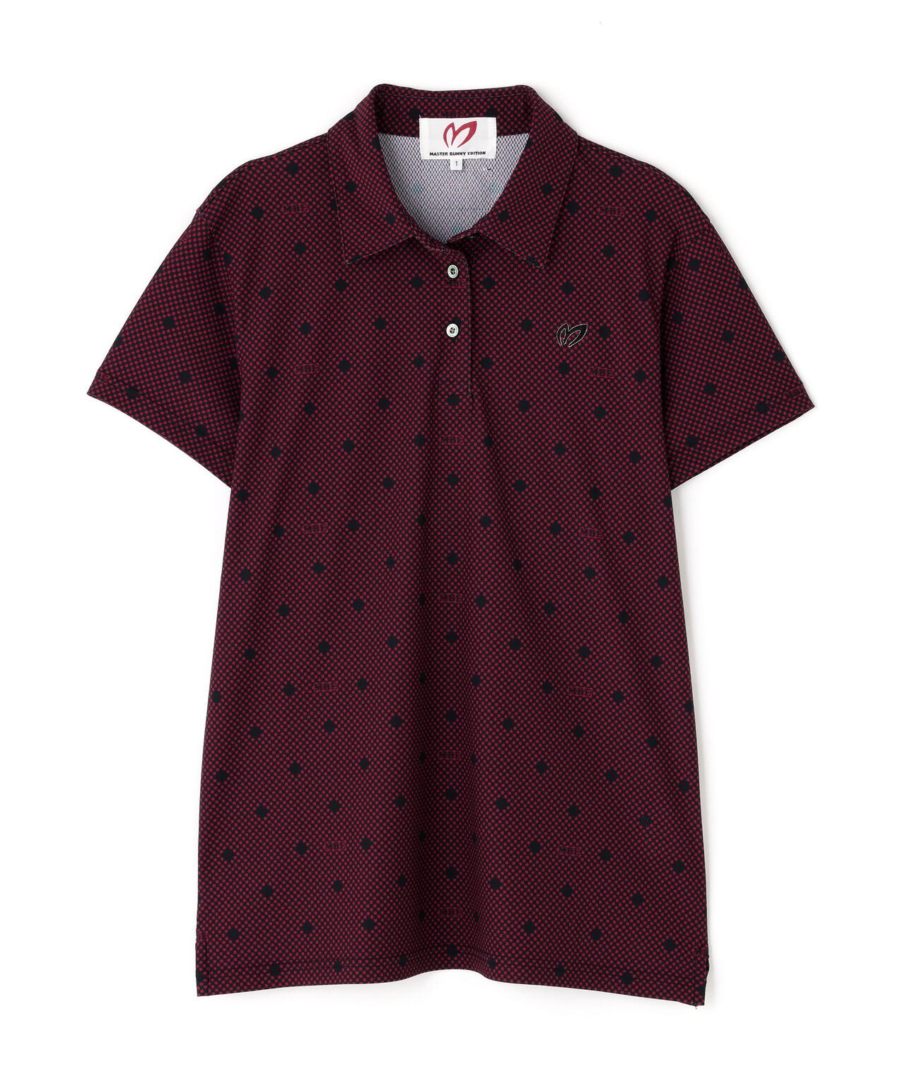 メッシュトリコットプリント半袖ポロシャツ