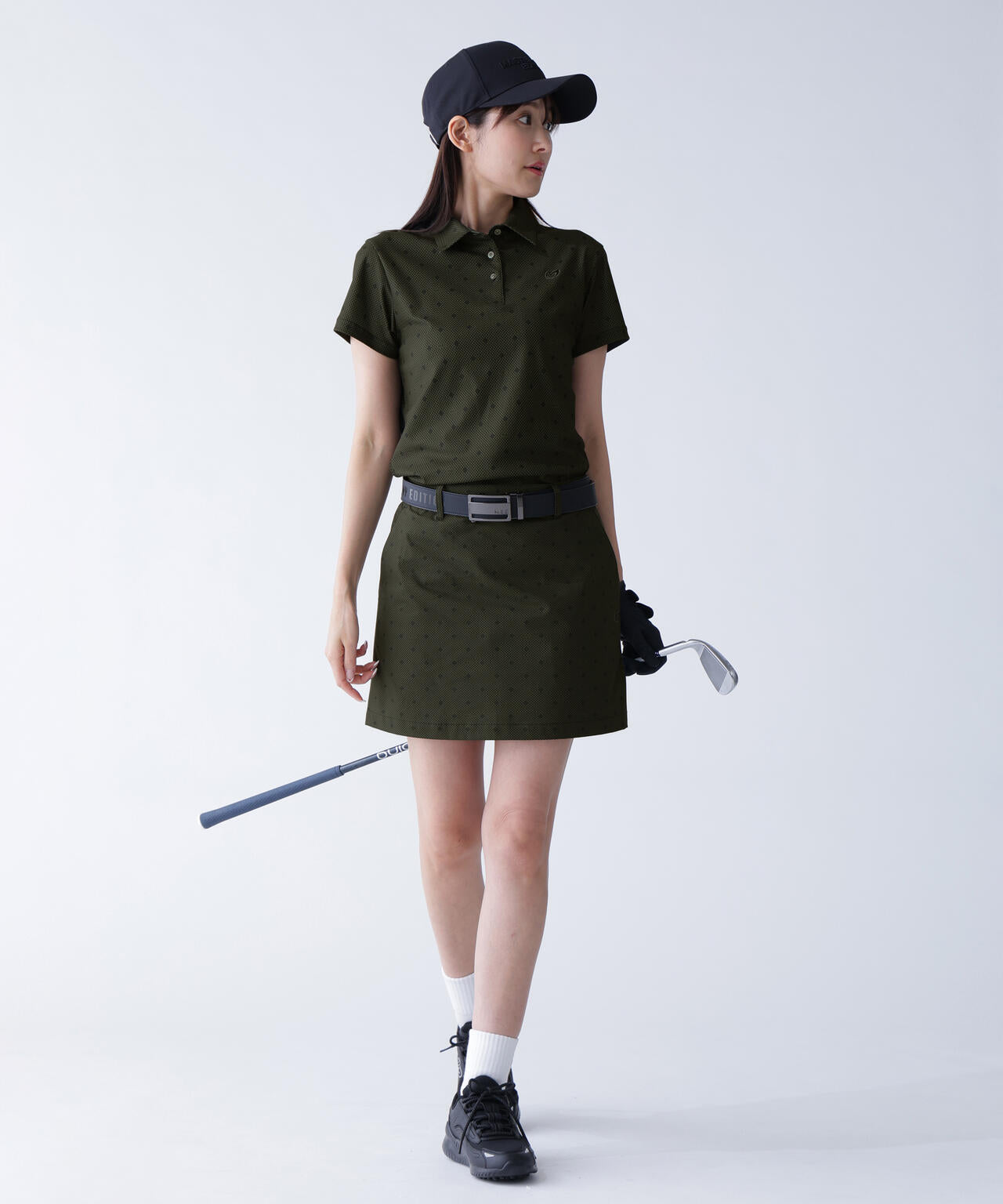 メッシュトリコットプリント半袖ポロシャツ