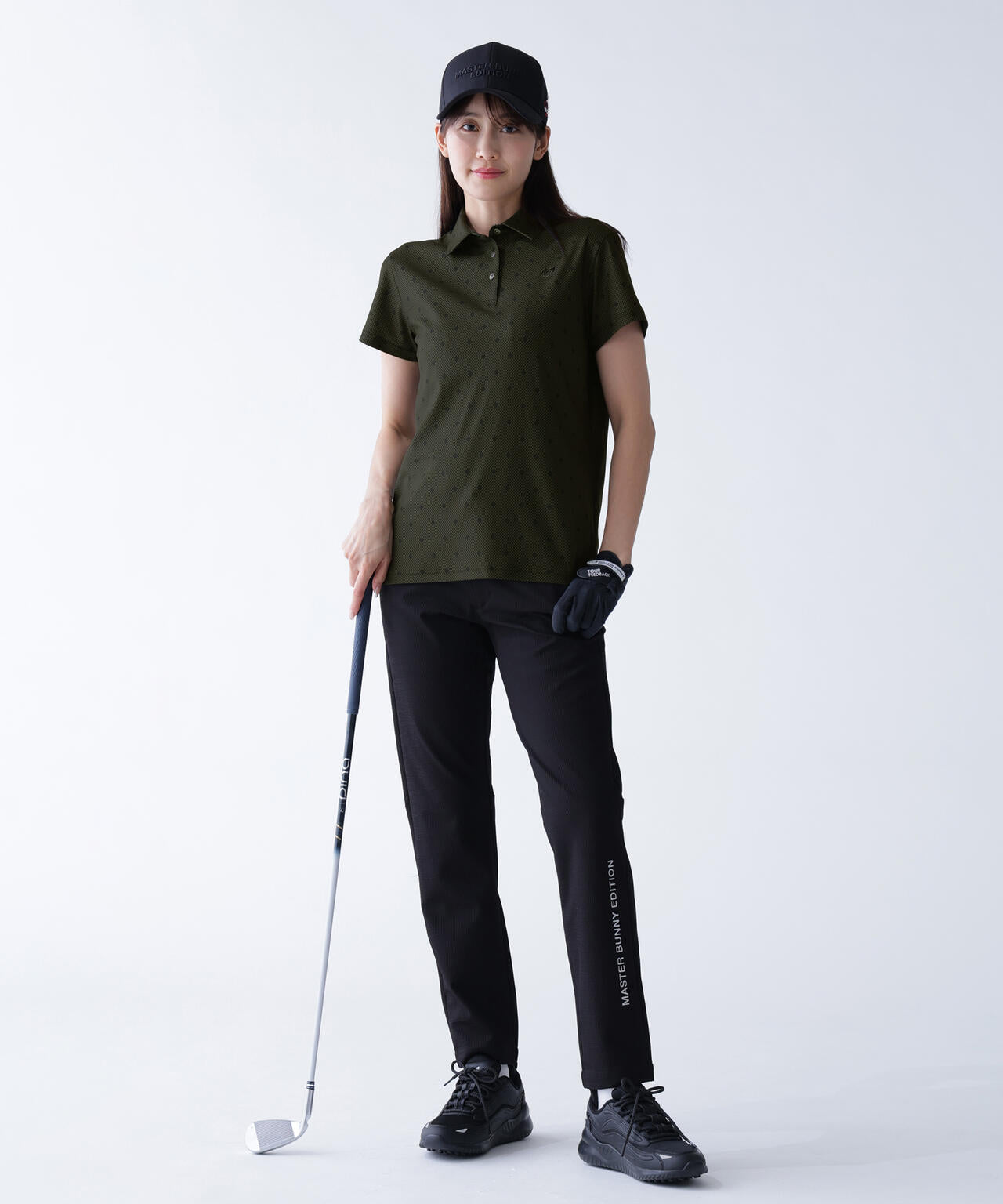 メッシュトリコットプリント半袖ポロシャツ