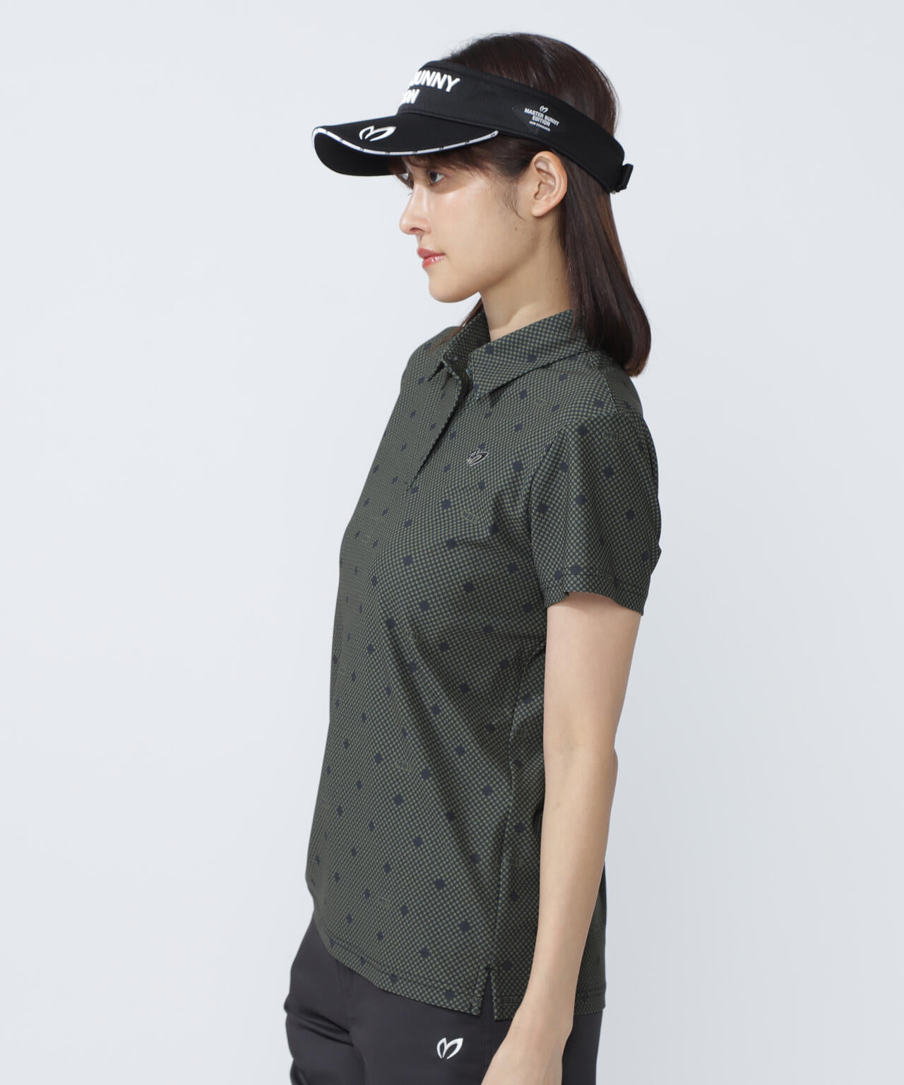 メッシュトリコットプリント半袖ポロシャツ