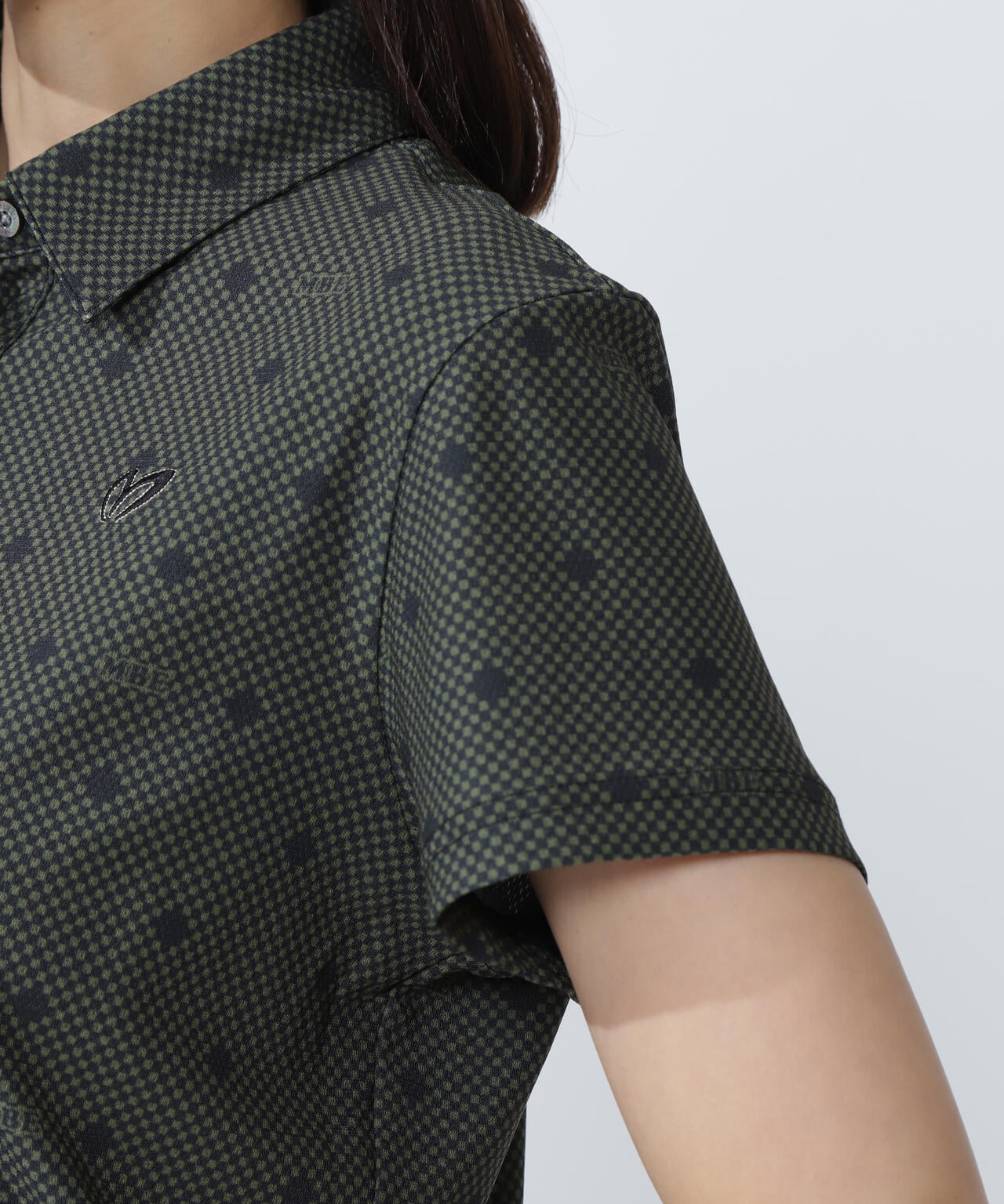 メッシュトリコットプリント半袖ポロシャツ