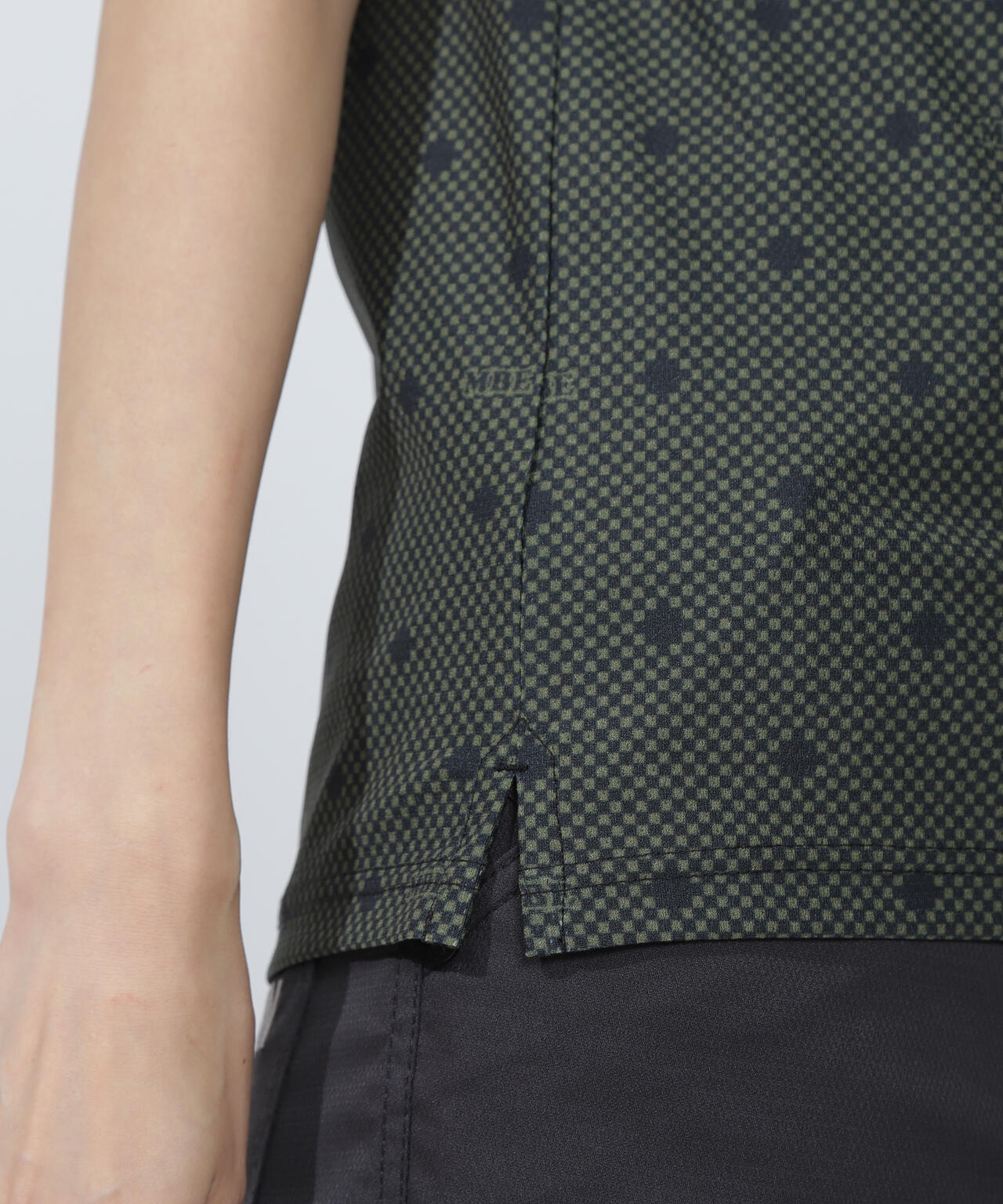 メッシュトリコットプリント半袖ポロシャツ