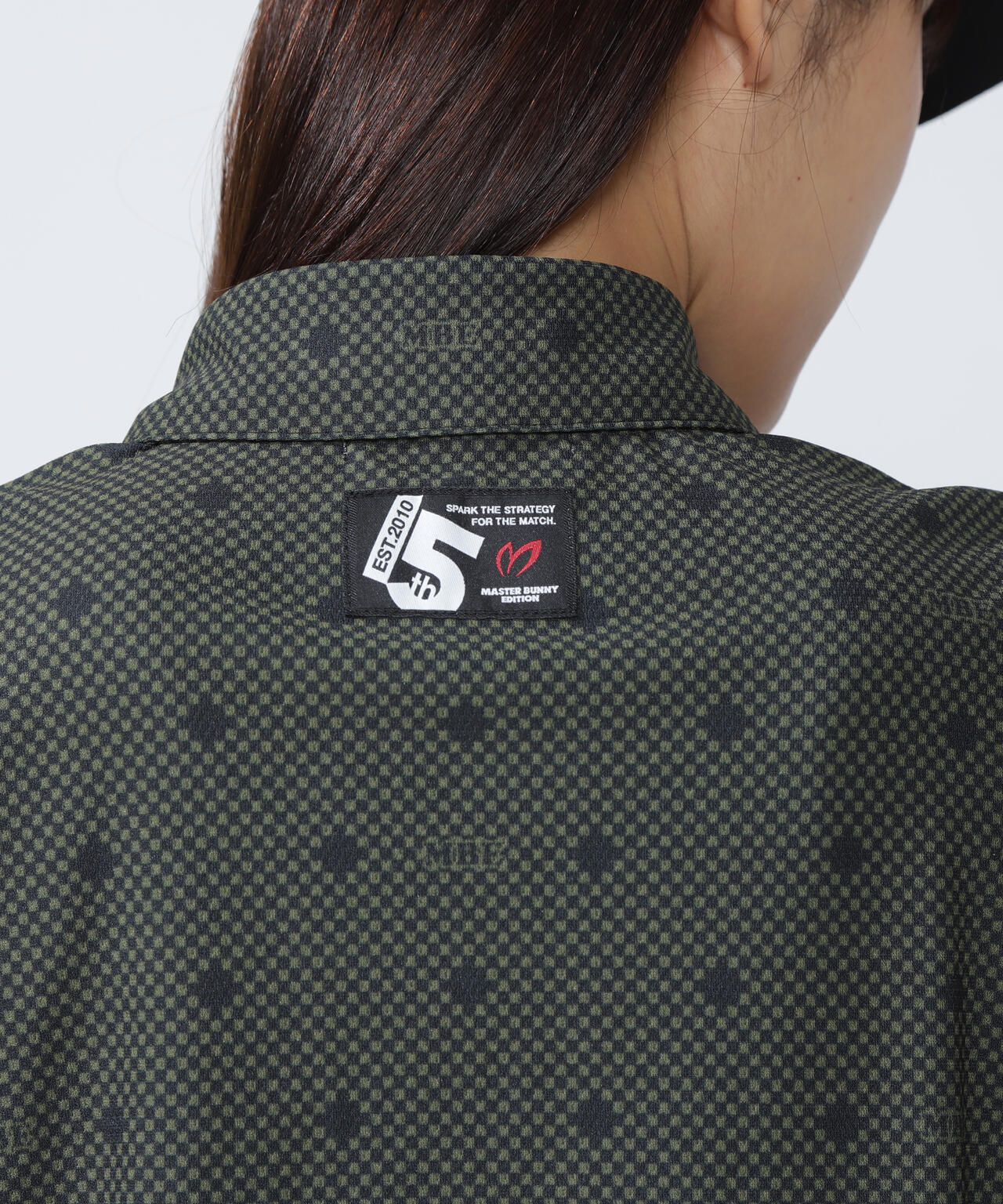 メッシュトリコットプリント半袖ポロシャツ