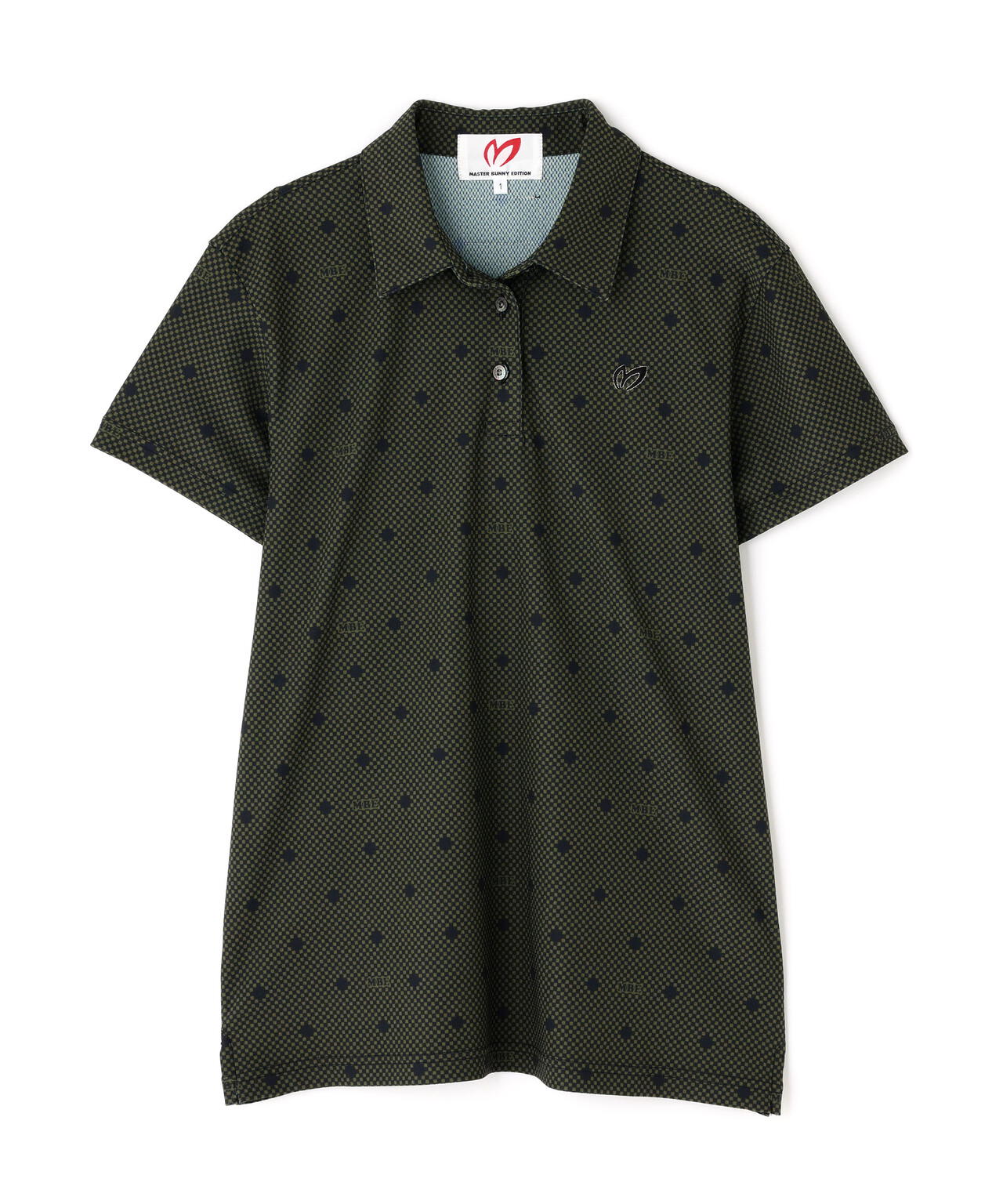 メッシュトリコットプリント半袖ポロシャツ