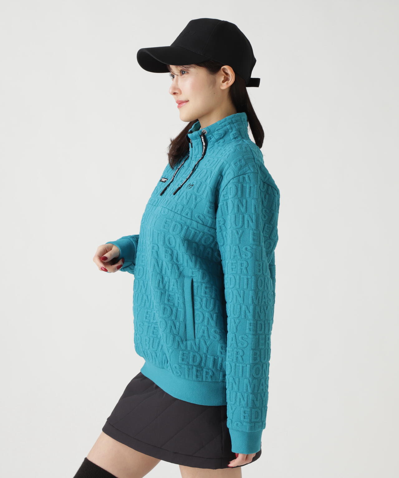 ロゴキルトジャガードハーフジップアップ