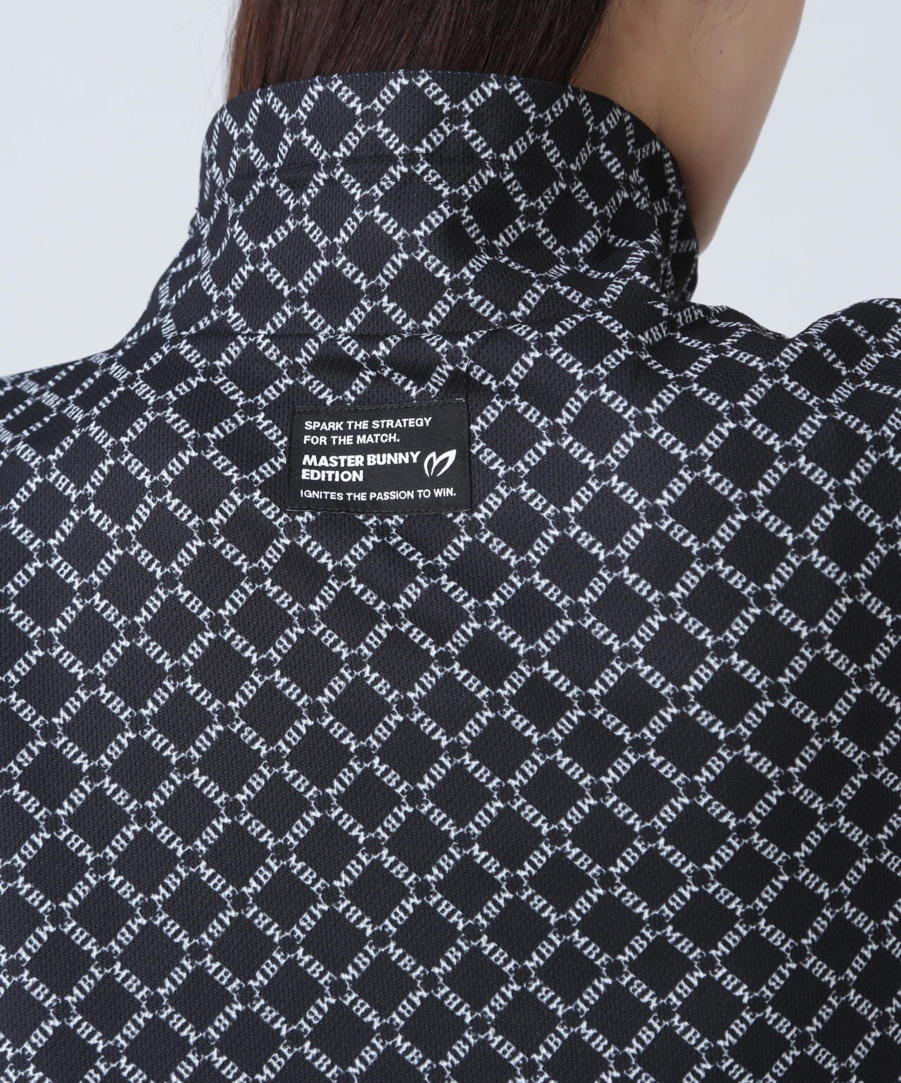 SPXカラミメッシュMBEボックスプリント長袖モックネックカットソー