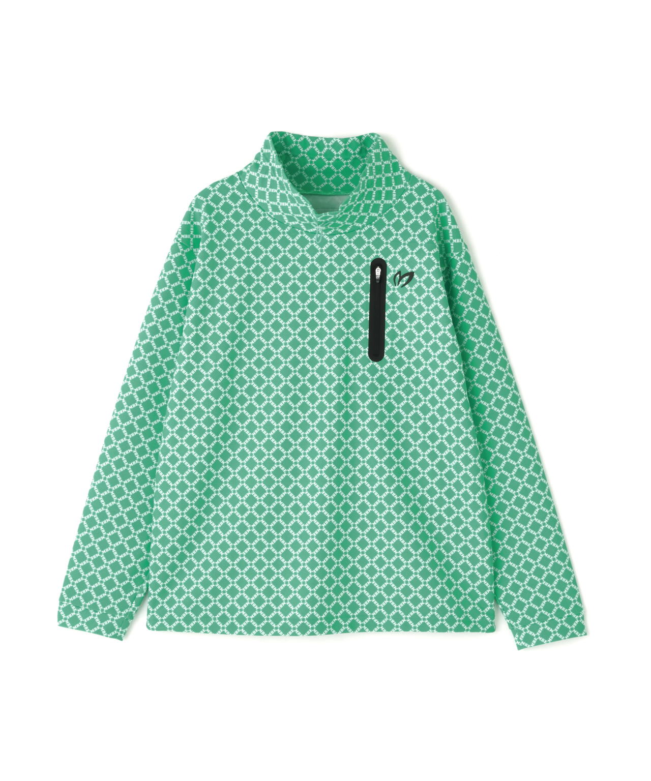 SPXカラミメッシュMBEボックスプリント長袖モックネックカットソー