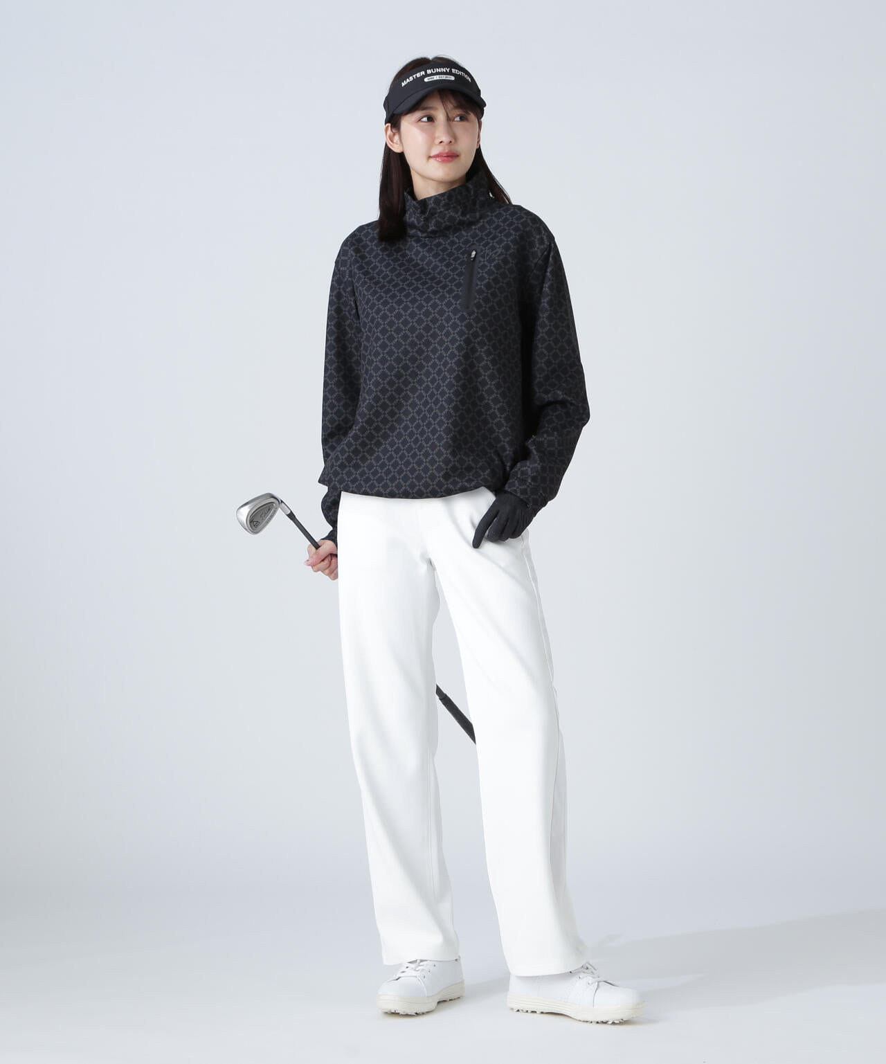 SPXカラミメッシュMBEボックスプリント長袖モックネックカットソー