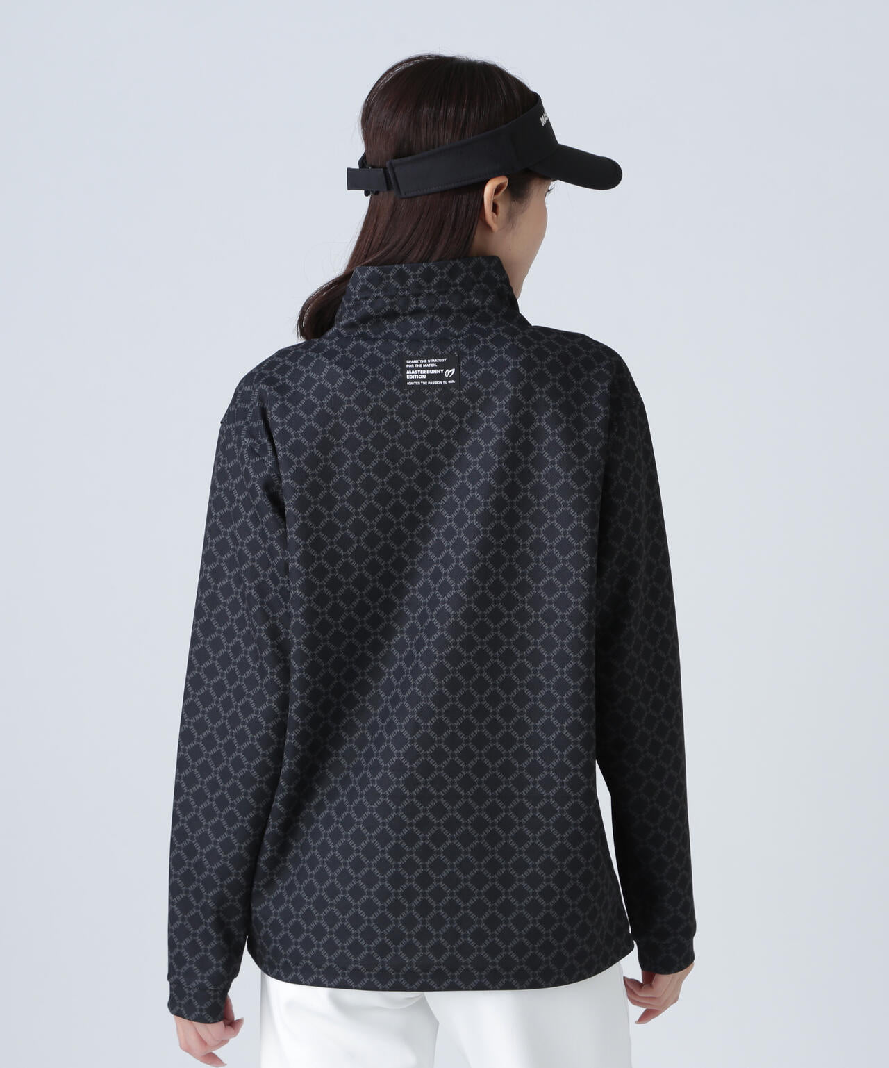 SPXカラミメッシュMBEボックスプリント長袖モックネックカットソー