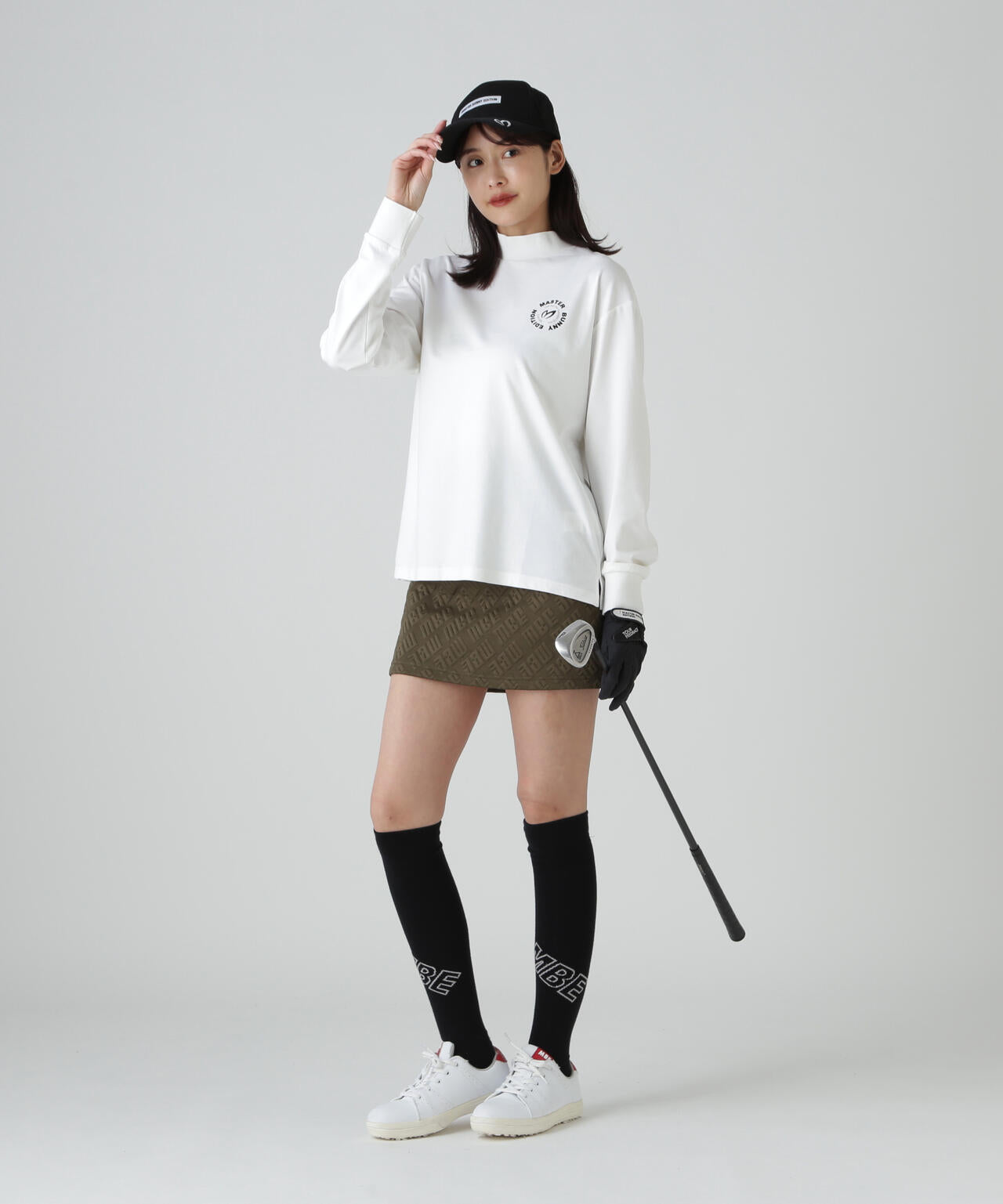 【上田桃子プロコラボカラーあり】Shine Ry/Nyストレッチポンチ長袖ハイネックカットソー