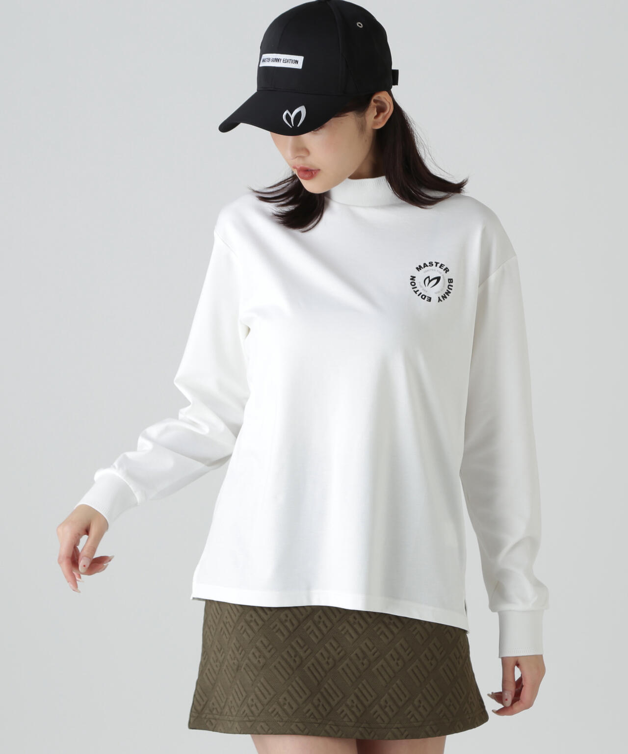 【上田桃子プロコラボカラーあり】Shine Ry/Nyストレッチポンチ長袖ハイネックカットソー