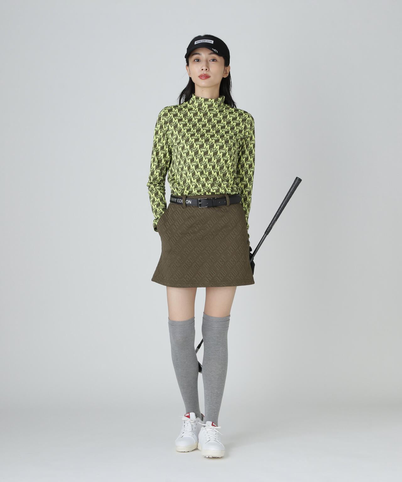 エコブルーMキューブジャガード長袖ハイネックカットソー