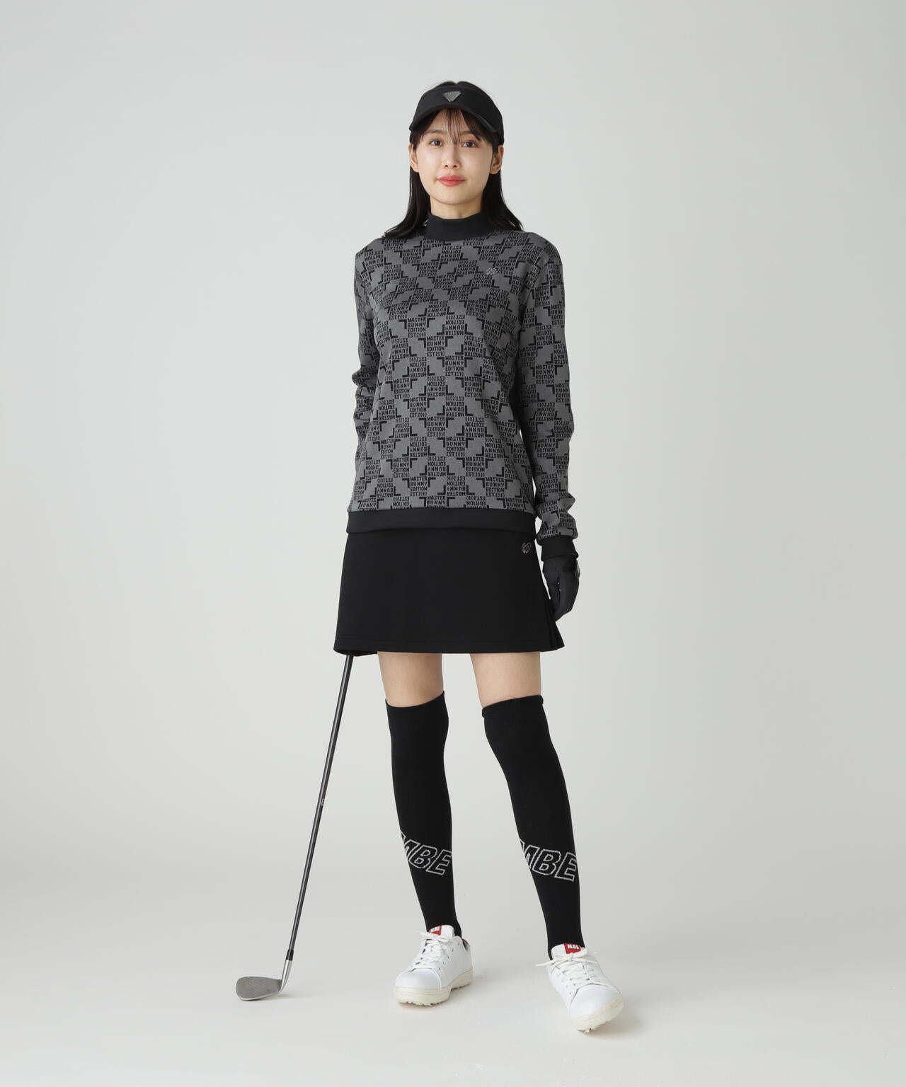 チェッカージャガード裏起毛長袖モックネックカットソー