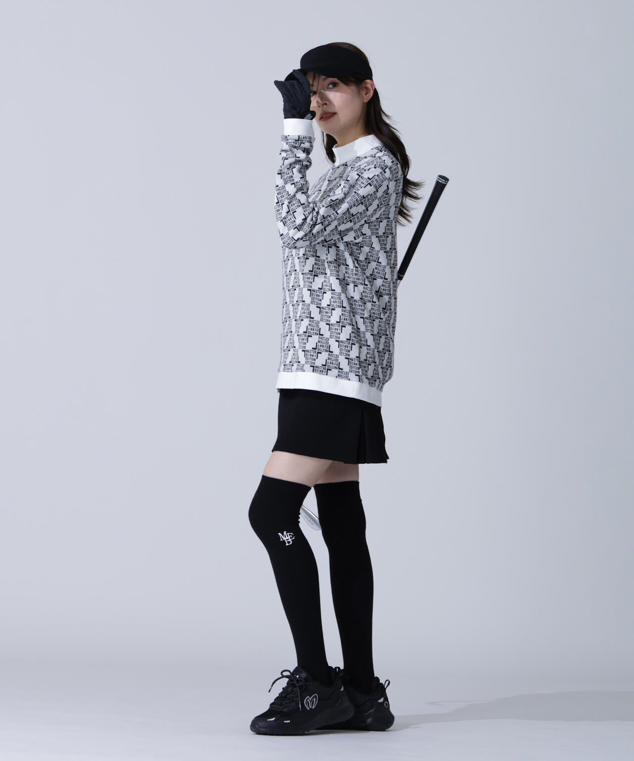 チェッカージャガード裏起毛長袖モックネックカットソー