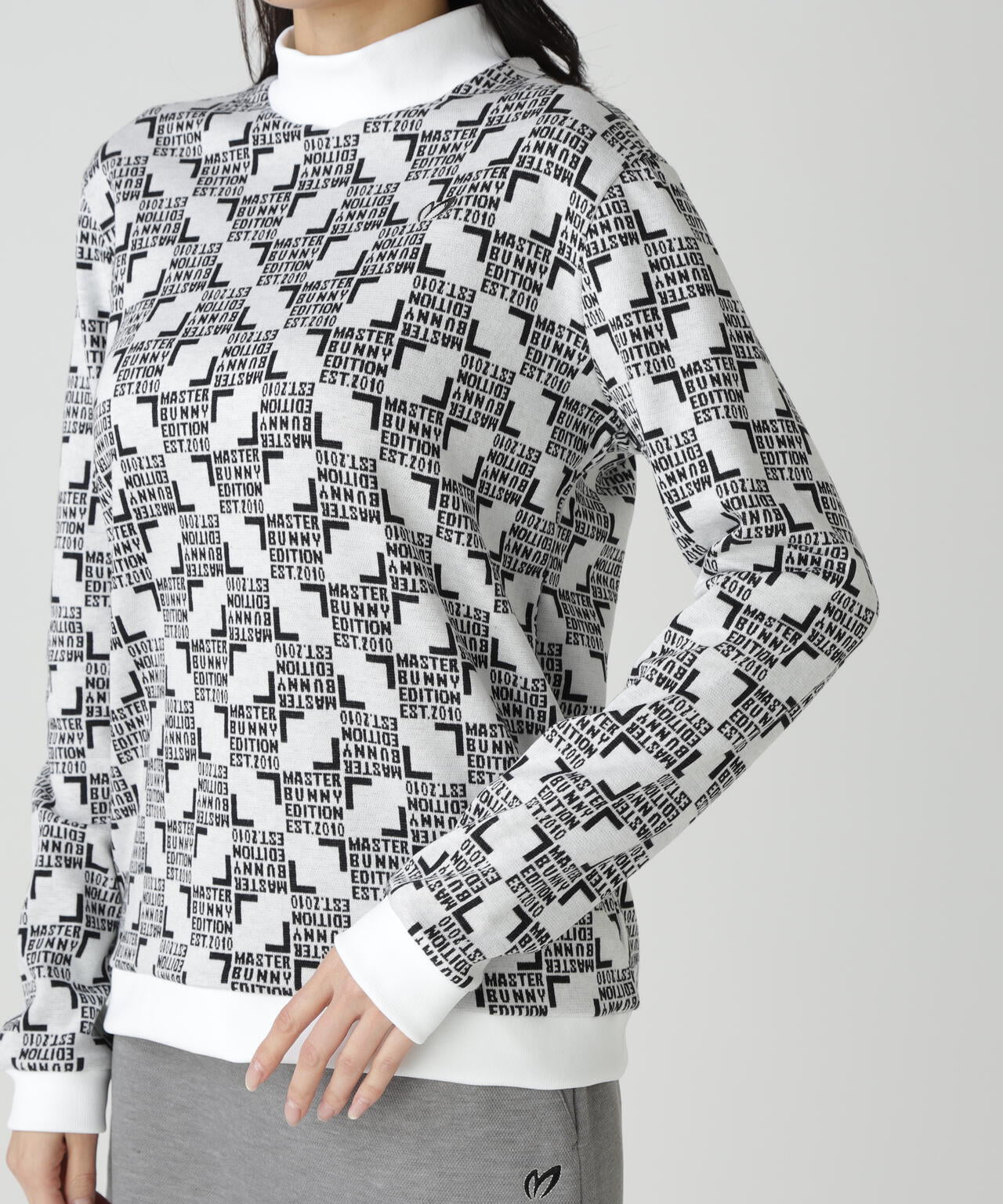 チェッカージャガード裏起毛長袖モックネックカットソー