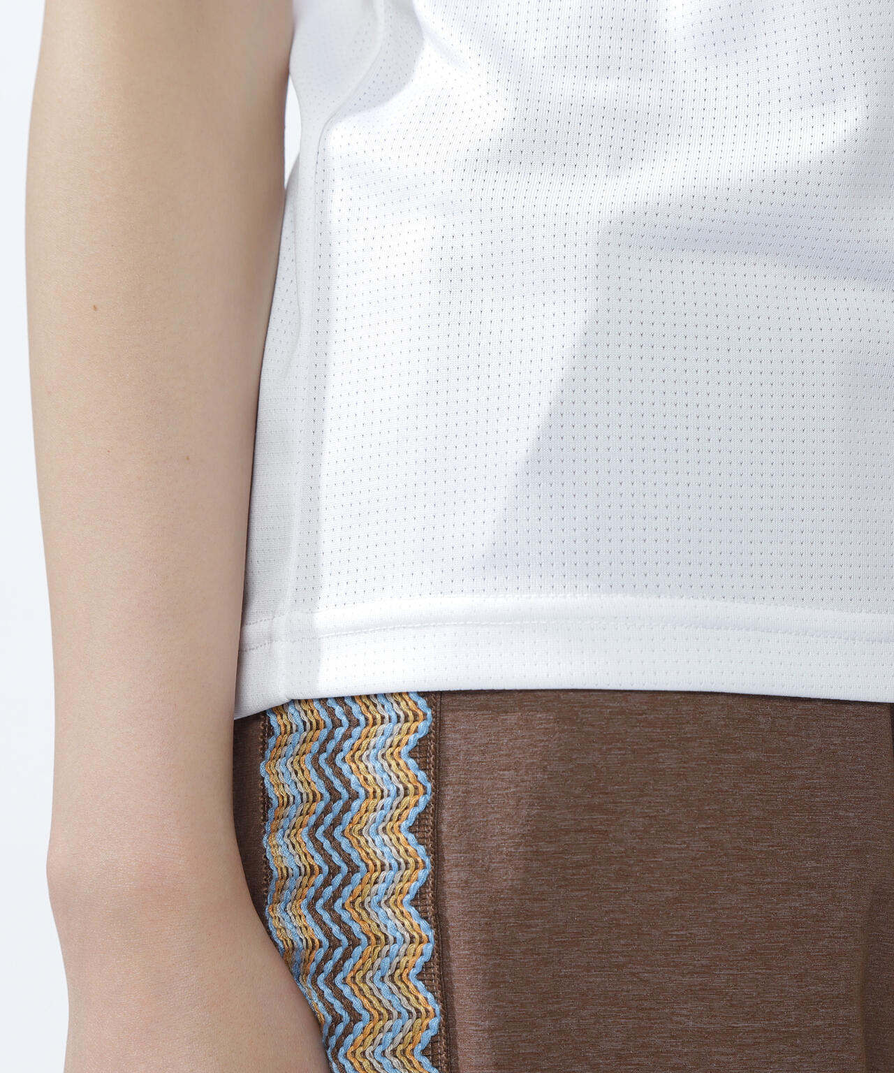 マスターバニーエディション モックネック 半袖モックネック シャンパンゴールド ベアメッシュ半袖モックネックカットソー | MASTER BUNNY