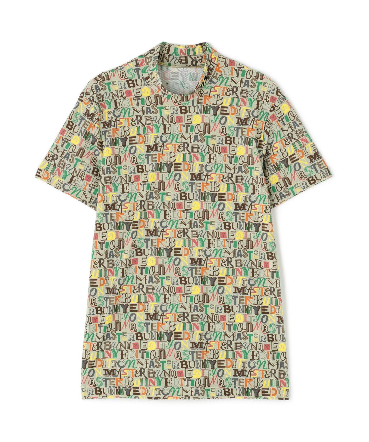 4WAYナイロントリコットマルチロゴプリント半袖モックネックカットソー