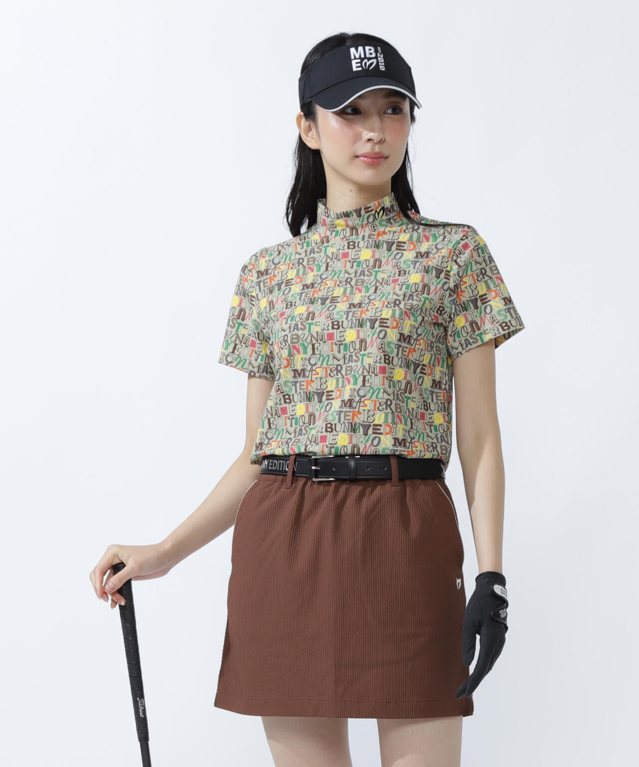 4WAYナイロントリコットマルチロゴプリント半袖モックネックカットソー