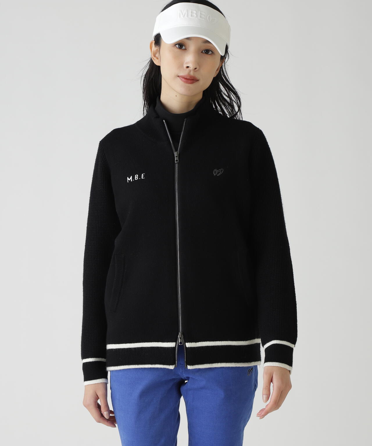 裏付きジップアップニットブルゾン