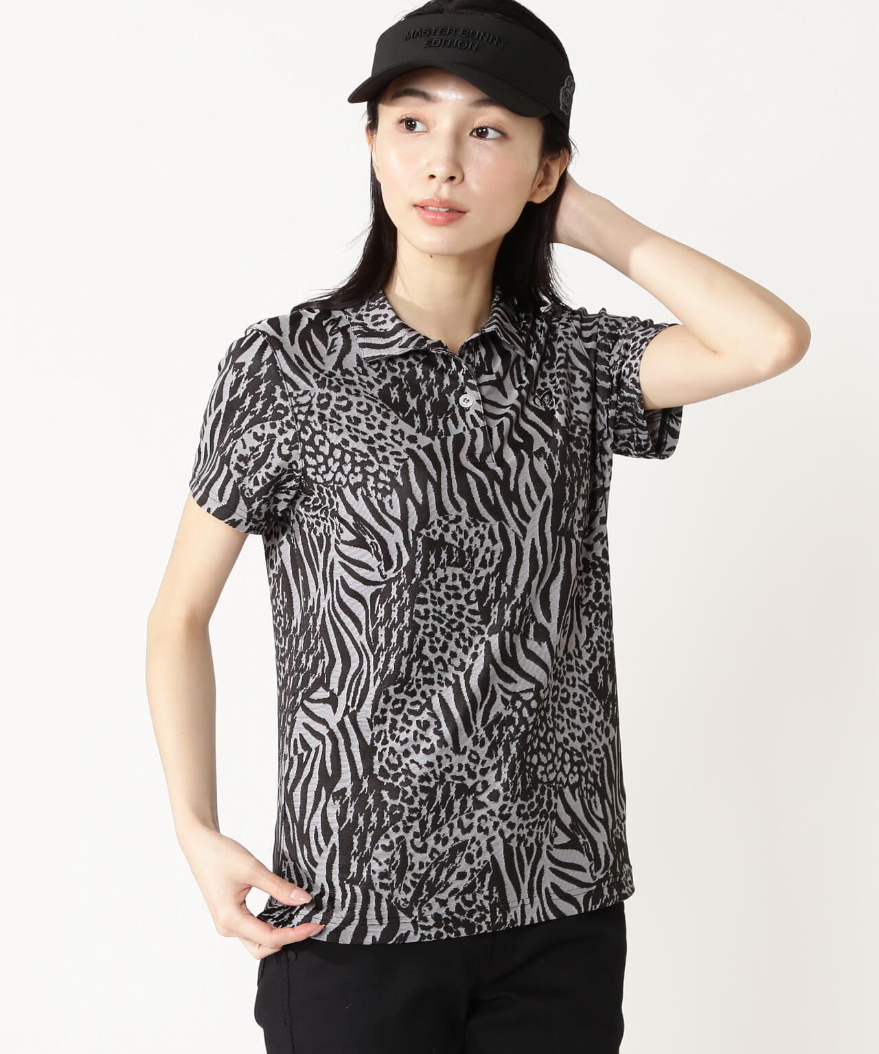 アニマル柄ジャガード半袖ポロシャツ