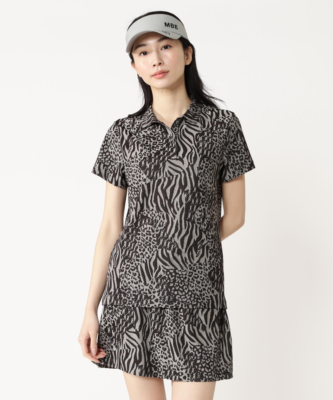 アニマル柄ジャガード半袖ポロシャツ