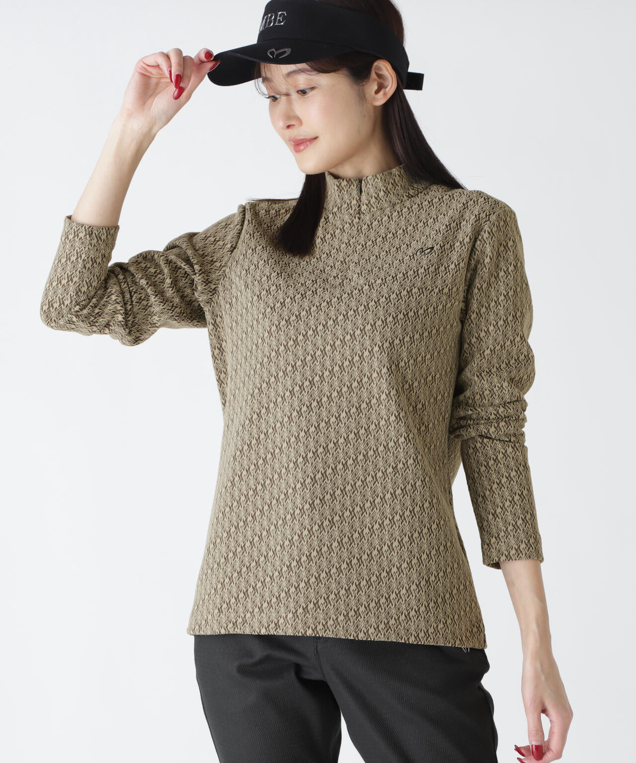 幾何柄起毛ジャガードハーフジップアップカットソー | MASTER BUNNY