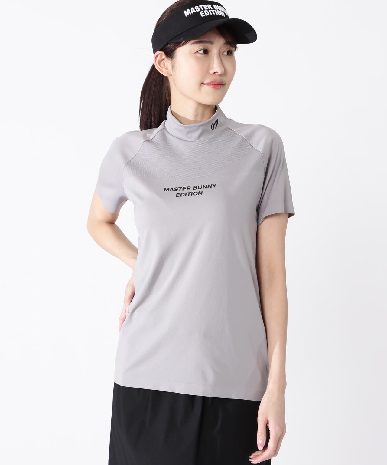 コンピュータージャガード半袖ハイネックカットソー