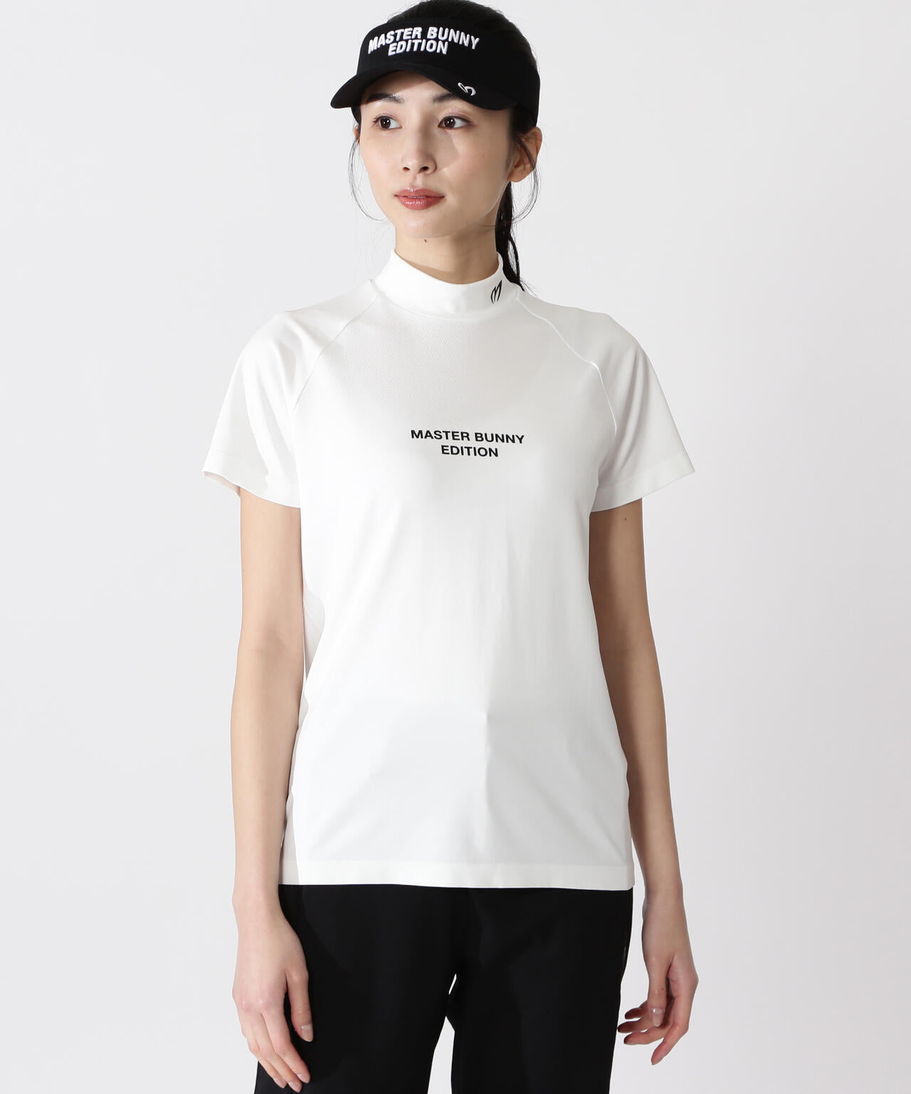 コンピュータージャガード半袖ハイネックカットソー