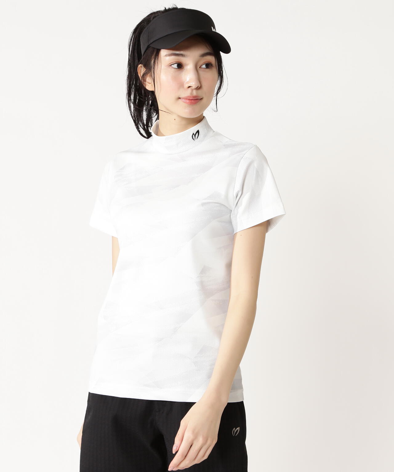 ドットグラデーション メッシュトリコット半袖ハイネックカットソー