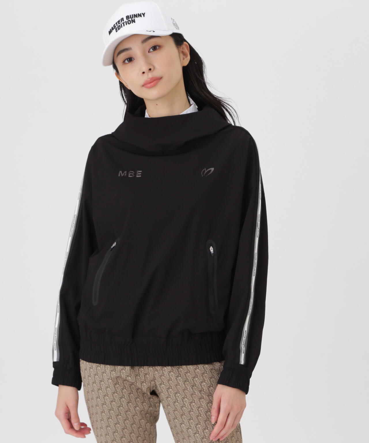 ドビー凹凸ストライプフーディプルオーバー (WOMENS)