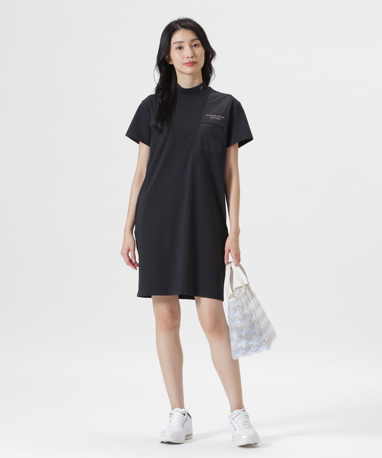 トリコットメッシュ半袖モックネックワンピース (WOMENS) | MASTER