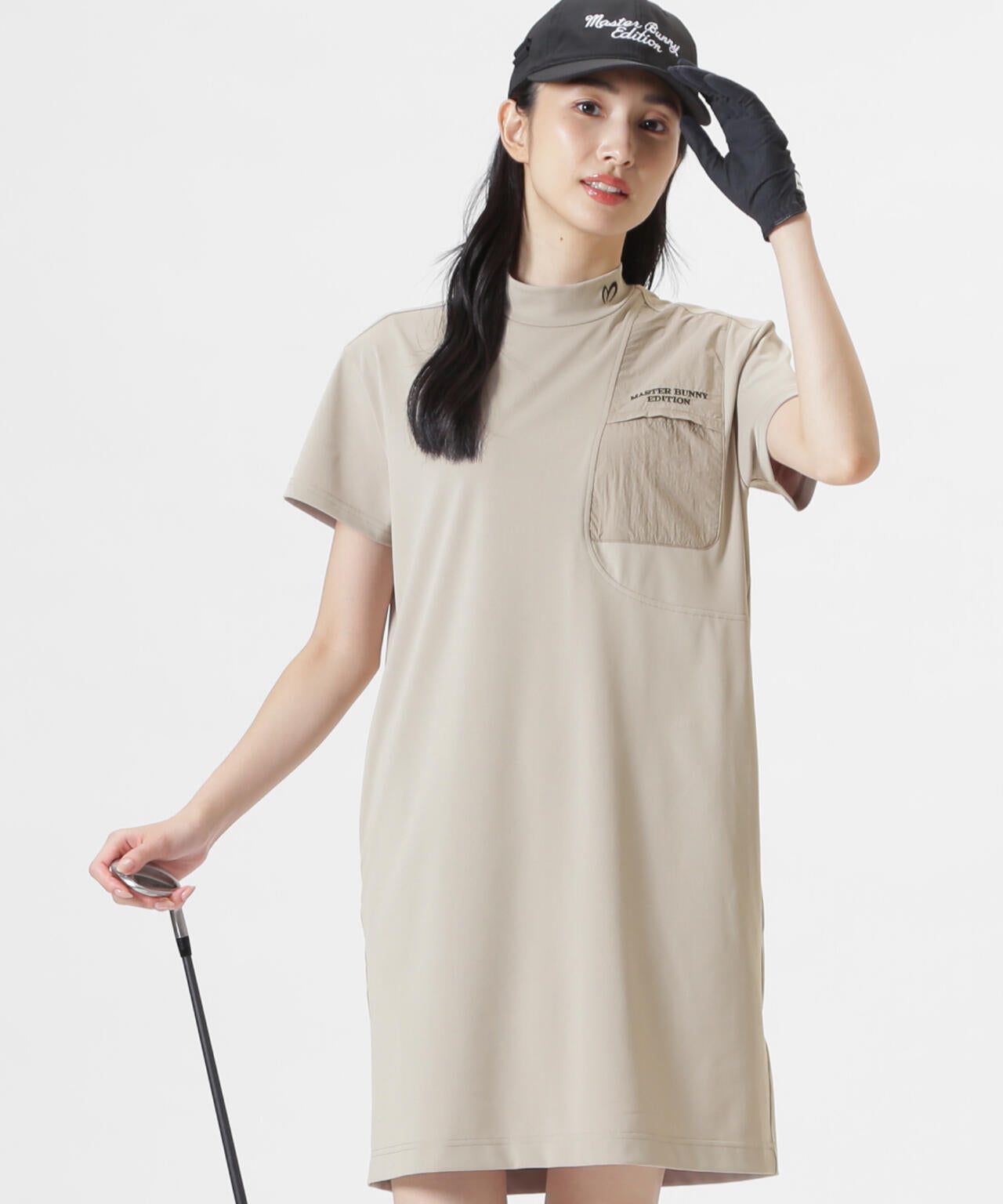 新品未使用　MASTER　BUNNY　EDITION半袖ワンピース2サイズ トリコットメッシュ半袖モックネックワンピース (WOMENS) | MASTER