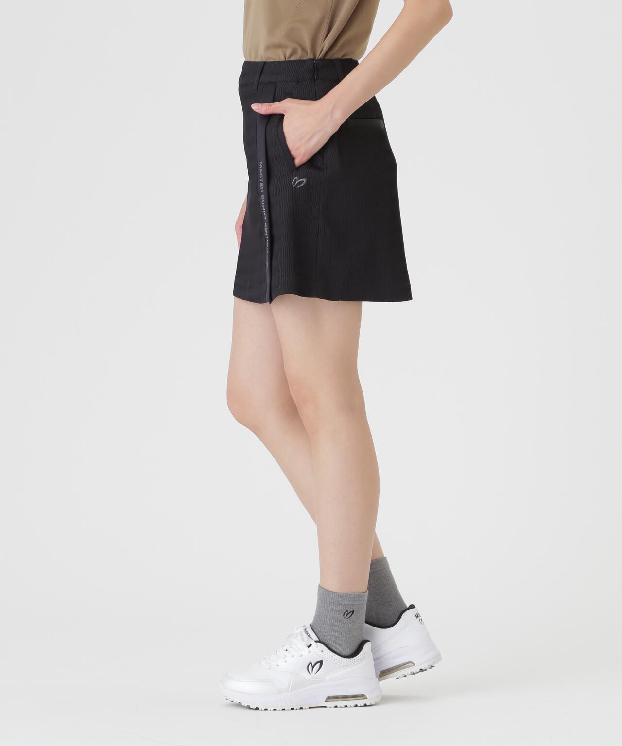MASTER BUNNY EDITION ストライプスカートブラック　サイズ0 ストライプウェーブスカート (WOMENS) | MASTER BUNNY EDITION