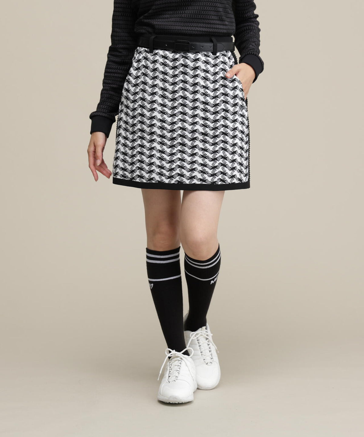 接結ニットスカート ＜変形千鳥柄＞ (WOMENS)