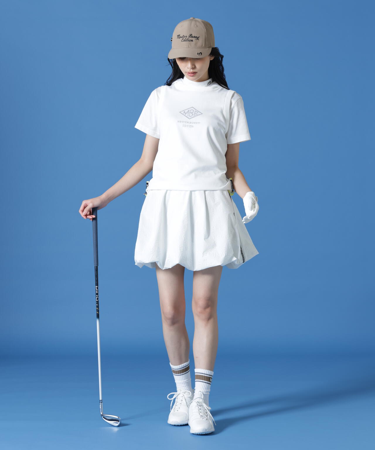 MASTER BUNNY EDITION ホワイトスカート　サイズ2 MBEエンボス柄スカート (WOMENS) | MASTER BUNNY EDITION（マスター