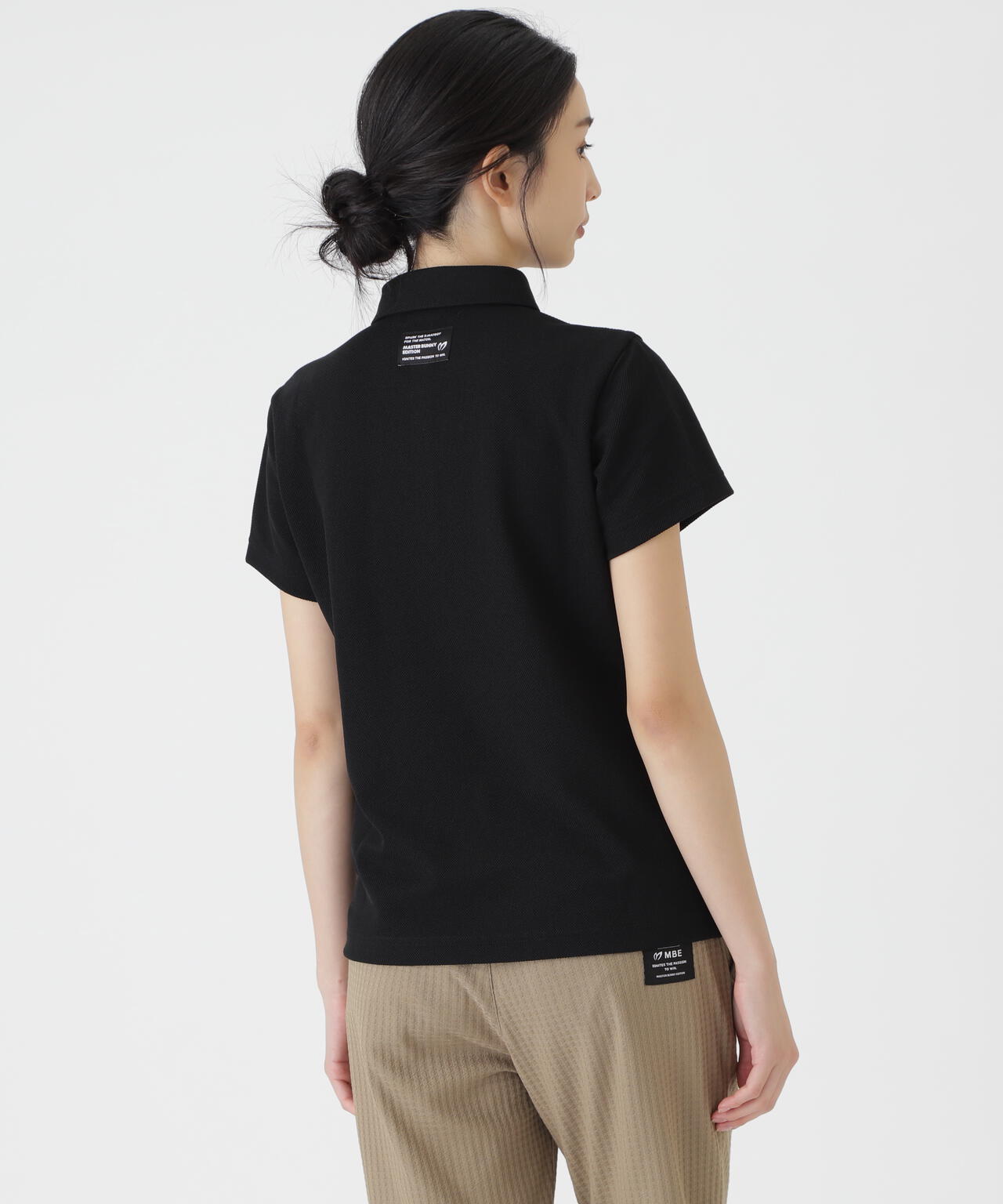 美品 マスターバニー NEW STANDARD ポロシャツ 5 黒 針抜きメッシュ半袖ポロシャツ (WOMENS) | MASTER BUNNY EDITION