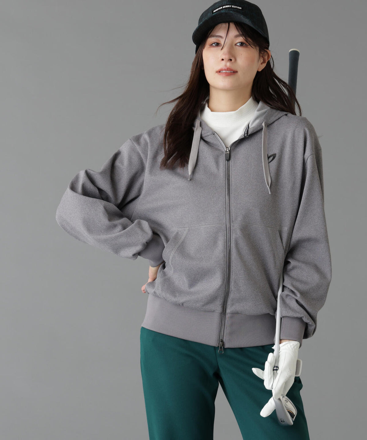 ウールライク接結へリンボンフルジップフーディ (WOMENS)