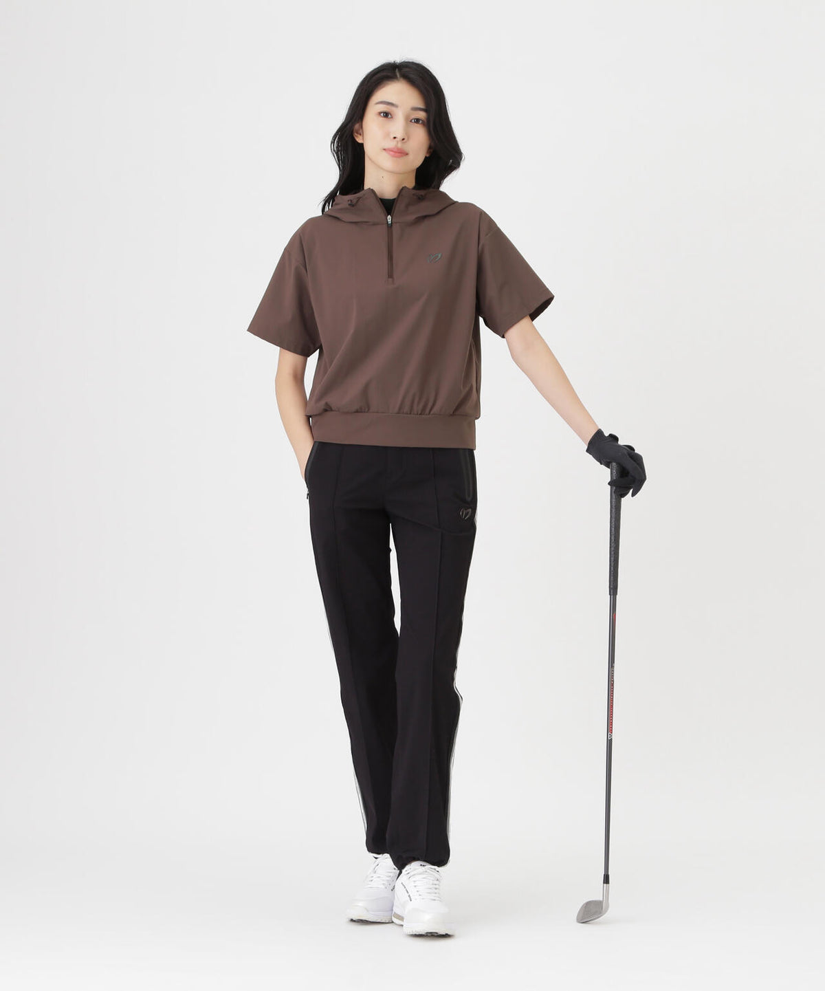 Nyベアムース半袖ハーフジップフーディプルオーバー (WOMENS)