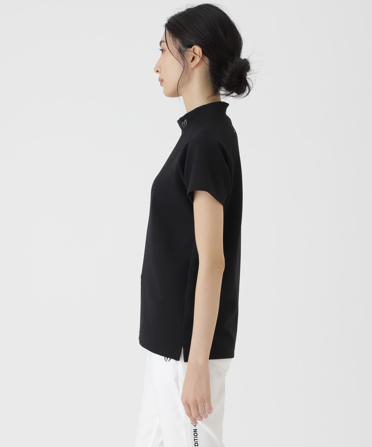 へリンボンストライプ半袖モックネックカットソー (WOMENS) | MASTER