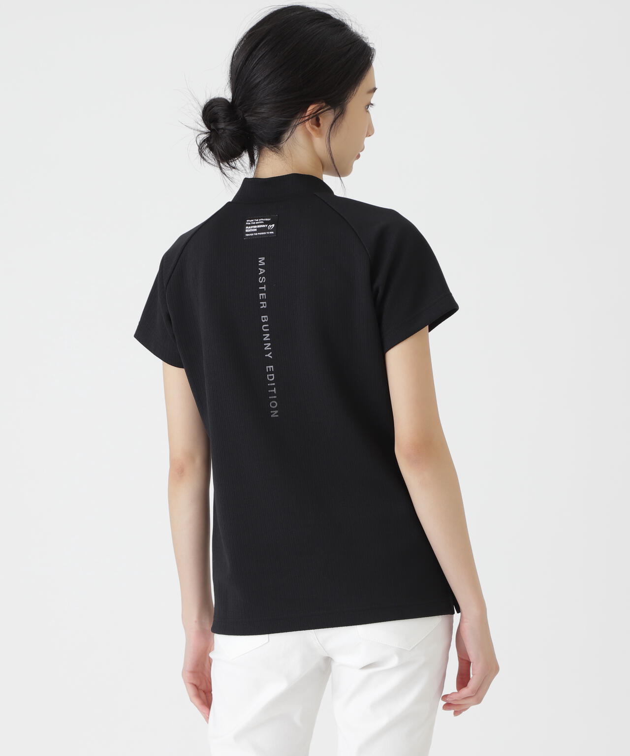 へリンボンストライプ半袖モックネックカットソー (WOMENS) | MASTER
