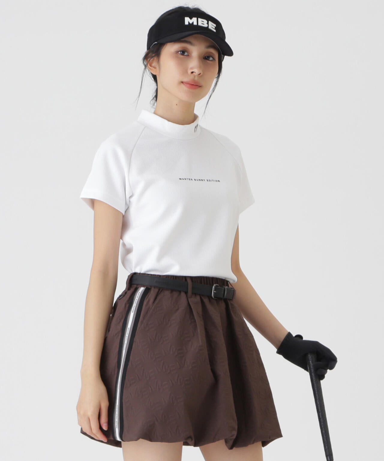 へリンボンストライプ半袖モックネックカットソー (WOMENS) | MASTER